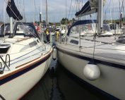 Boats moored in Titchmarsh Marina on the Walton cruise